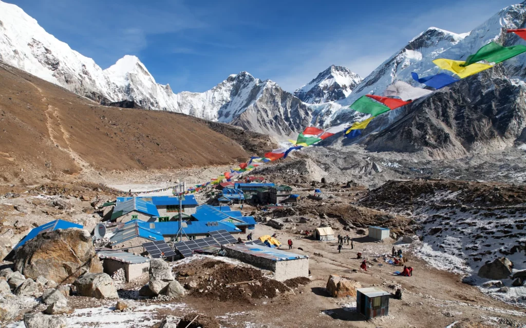 Gorak shep village Gorak Shep village with prayer flags